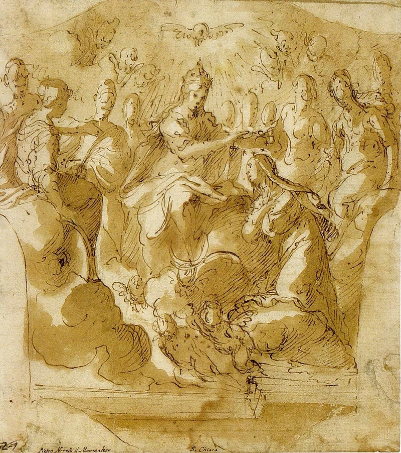 Vergine circondata da santi che incorona santa Chiara